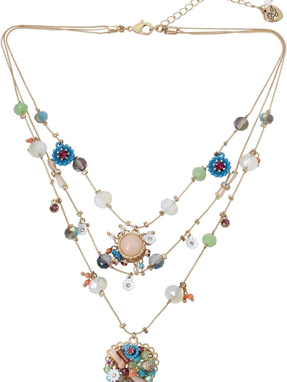 Betsey Johnson Womens Butterfly Charms Layered Necklace